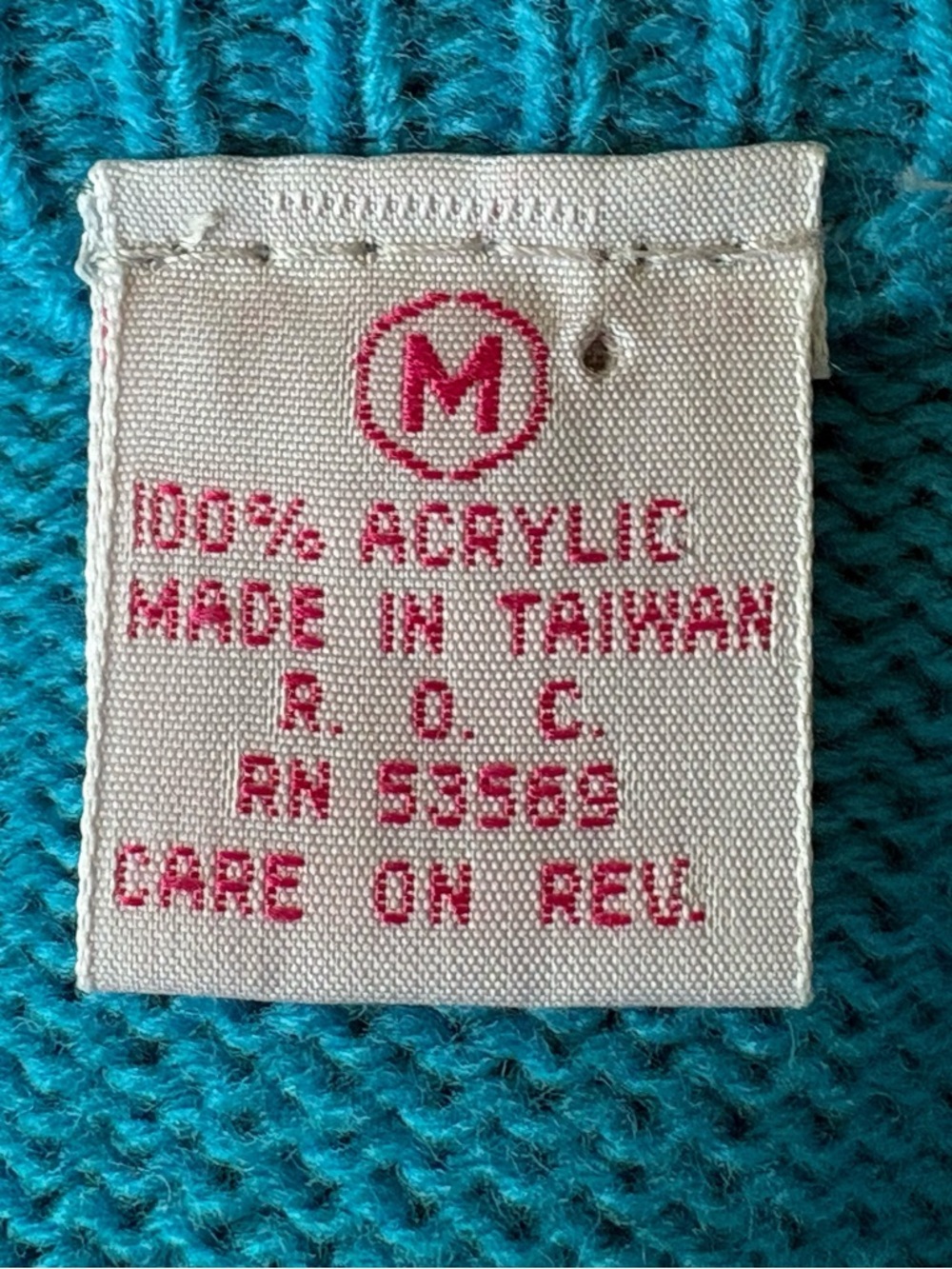 Aurea Bright Teal Argyle Button-Front Cardigan. Women’s Size Medium - Picture 7 of 7